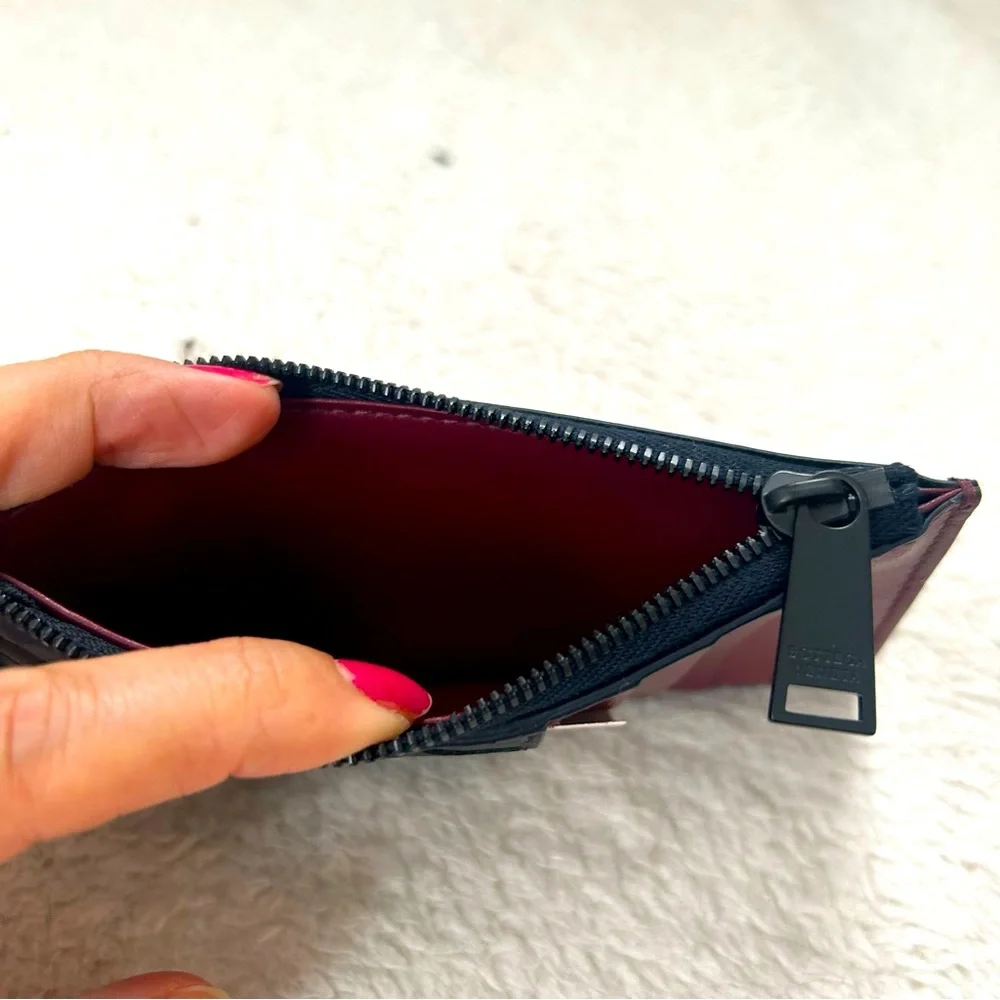 NWT Authentic Bottega Veneta Intriciato Leather Bicolor Zipped Card Case